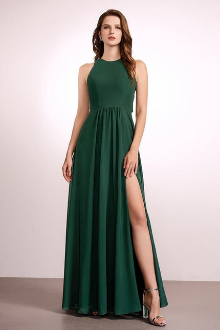 Robe Trapèze Vert Émeraude Longue Rayée - gallery 1