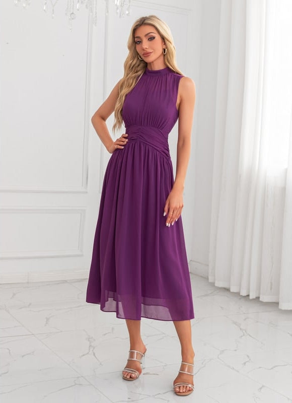 Robe Trapèze Violet Élégant - gallery 6