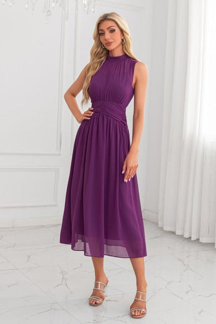 Robe Trapèze Violet Élégant - gallery 6