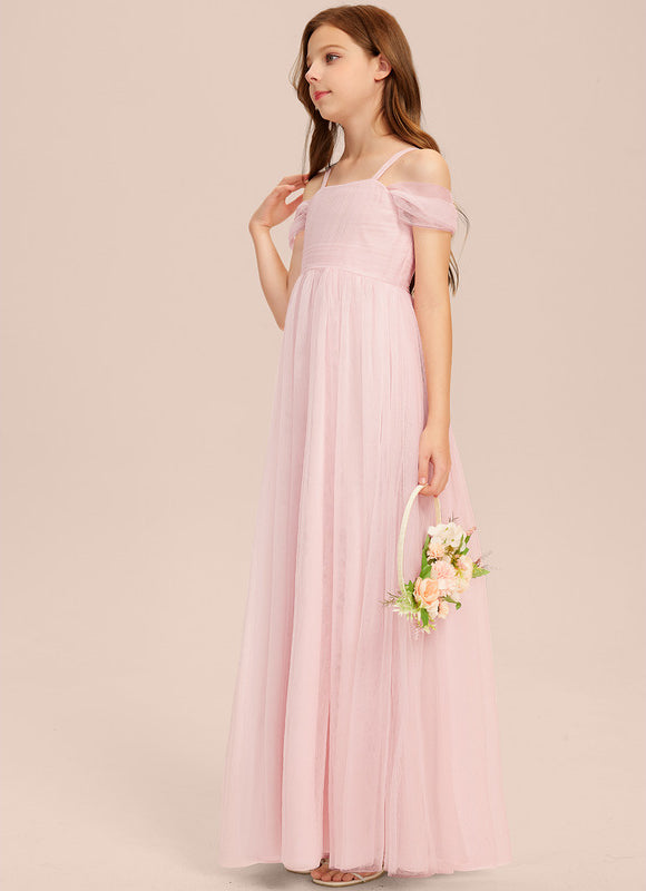 Robe Trapèze Rose Pastel Long Décolletée Épaules - gallery 2