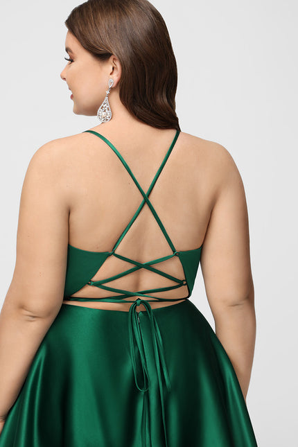 Robe Trapèze Émeraude Satinée - gallery 8