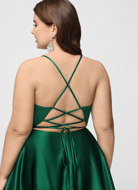 Robe Trapèze Émeraude Satinée - gallery 8