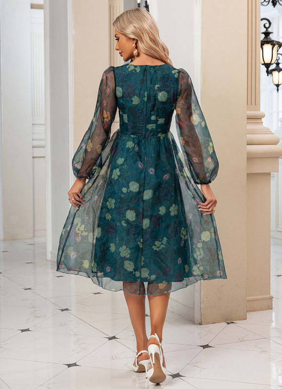 Robe Trapèze Transparence Florale - gallery 5