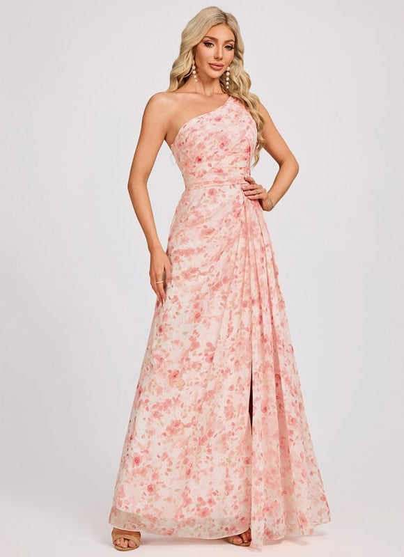 Robe Trapèze Asymétrique Beige - gallery 1