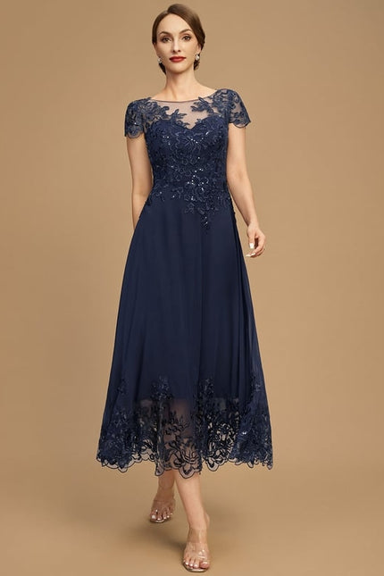 Robe Trapèze Bleu Élégance Chic - gallery 4