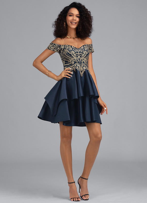 Robe Trapèze Satinée Ébène - gallery 1