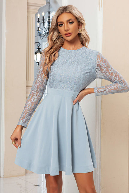 Robe Trapèze Ciel Dentelle Flottante - gallery 4