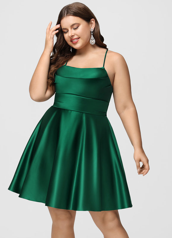 Robe Trapèze Émeraude Satinée - gallery 7
