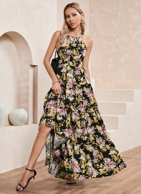 Robe Trapèze Fleurie Éclatante - gallery 6