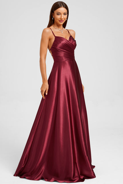 Robe Trapèze Satin Bleu Profond - gallery 4