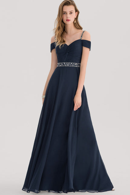 Robe Trapèze Bleu Marine Élégante - gallery 3