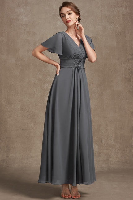 Robe Trapèze Gris Élégance Sereine - gallery 3