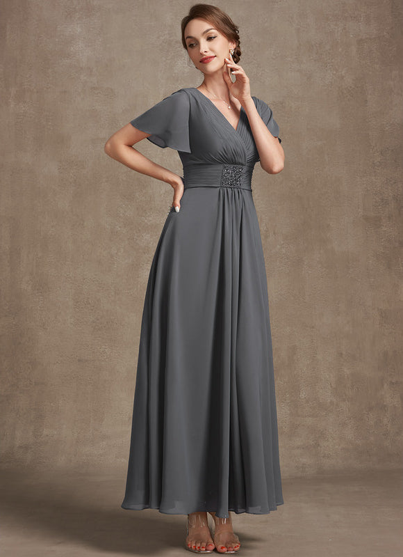 Robe Trapèze Gris Élégance Sereine - gallery 3