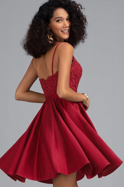 Robe Trapèze Satin Éclat Rubis - gallery 1