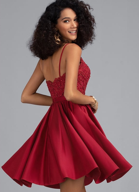 Robe Trapèze Satin Éclat Rubis - gallery 1