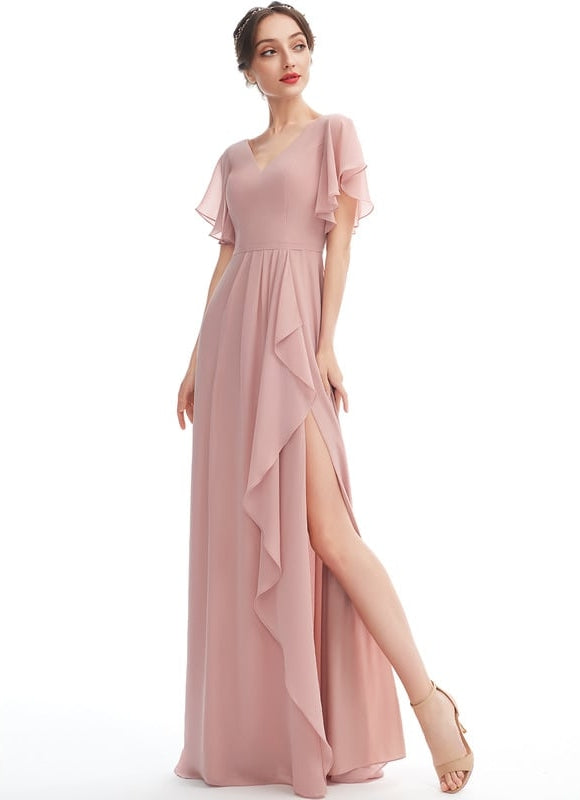 Robe Trapèze Mousseline Fendue - gallery 2