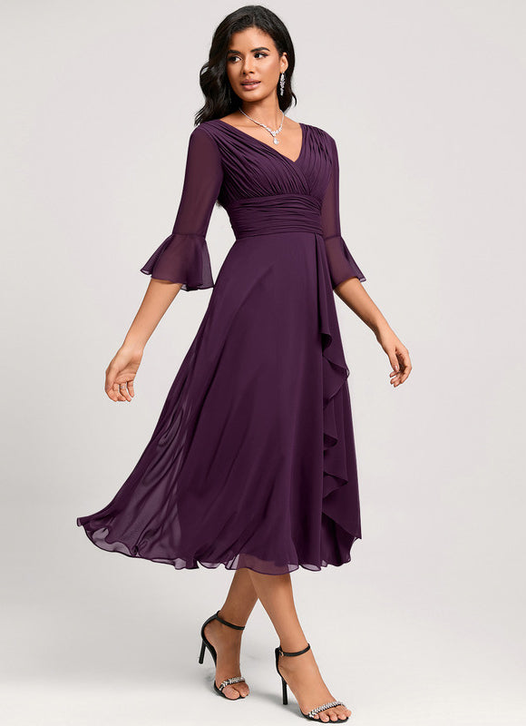 Robe Trapèze Florale Marine - gallery 4