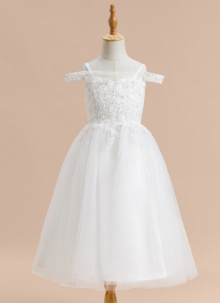 Robe Trapèze Blanche Dentelle Tulle Fille Mariage