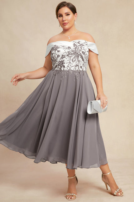 Robe Trapèze Satin Éclat Grisé - gallery 7