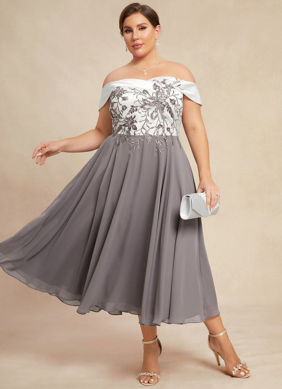 Robe Trapèze Satin Éclat Grisé - gallery 7