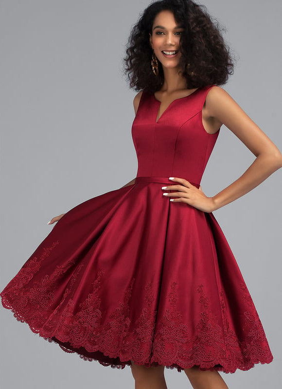 Robe Trapèze Rouge Festif