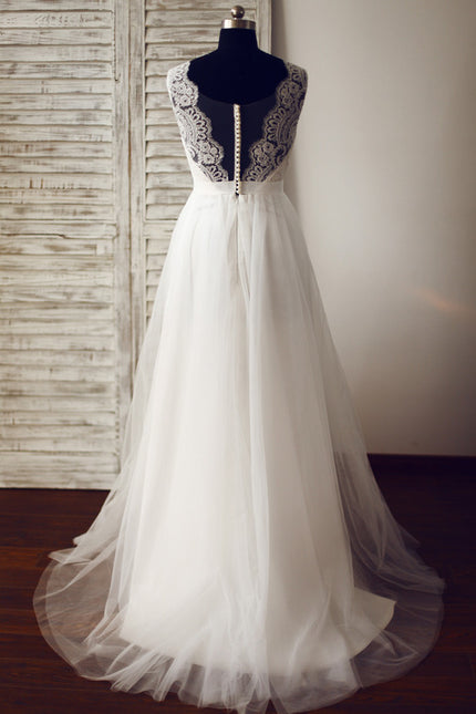 Robe Trapèze Véritable Tulle Traîne - gallery 2