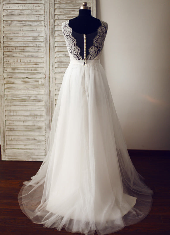 Robe Trapèze Véritable Tulle Traîne - gallery 2