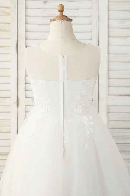 Robe Trapèze Blanche Mariage Enfant - gallery 1