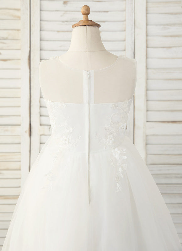 Robe Trapèze Blanche Mariage Enfant - gallery 1