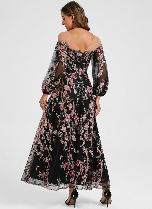 Robe Trapèze Éthérée Noire - gallery 4