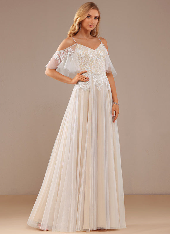 Robe Trapèze Blanche Dentelle Tulle Volants
