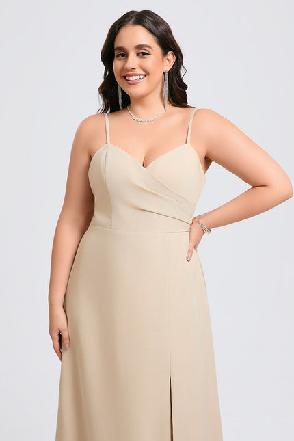 Robe Trapèze Longue Beige Élégante - gallery 8