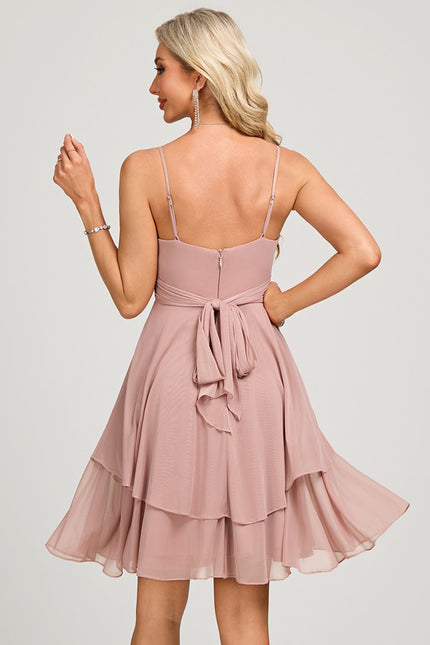 Robe Trapèze Rose Pastel Plissée - gallery 1