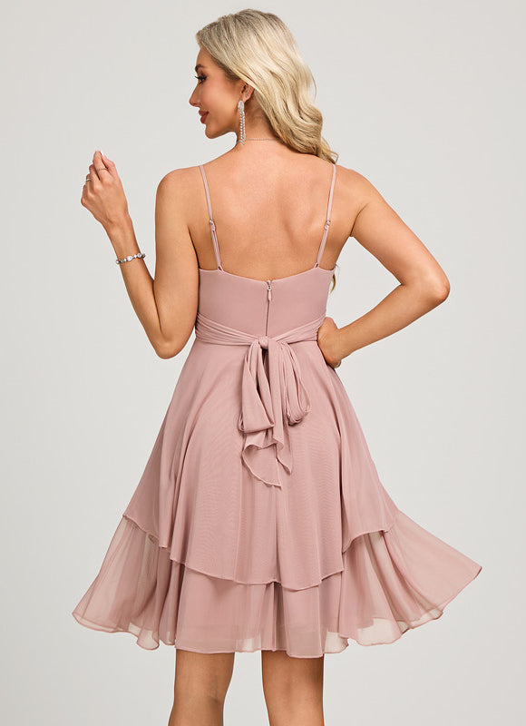 Robe Trapèze Rose Pastel Plissée - gallery 1