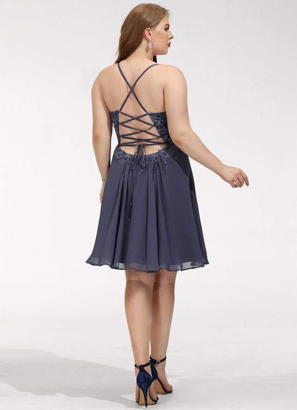 Robe Trapèze Gris Chiffon Élégant - gallery 7