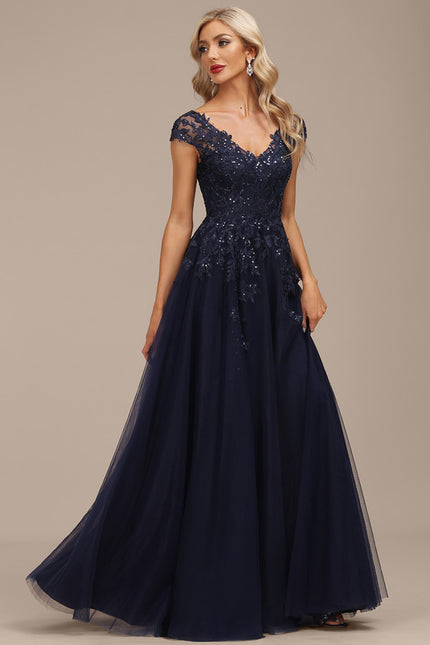 Robe Trapèze Élégance Grise Tulle - gallery 2