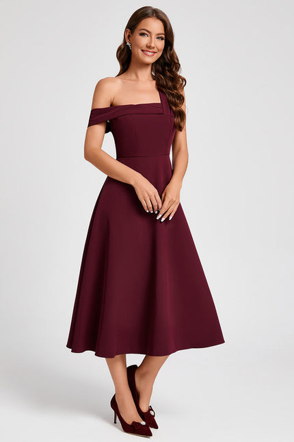 Robe Trapèze Bordeaux Flottant - gallery 6