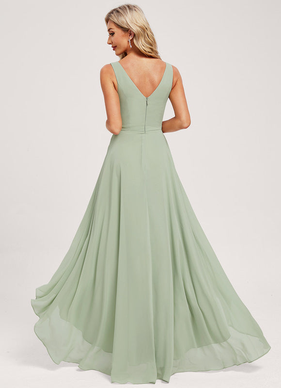 Robe Trapèze Aérienne Vert Pâle - gallery 4