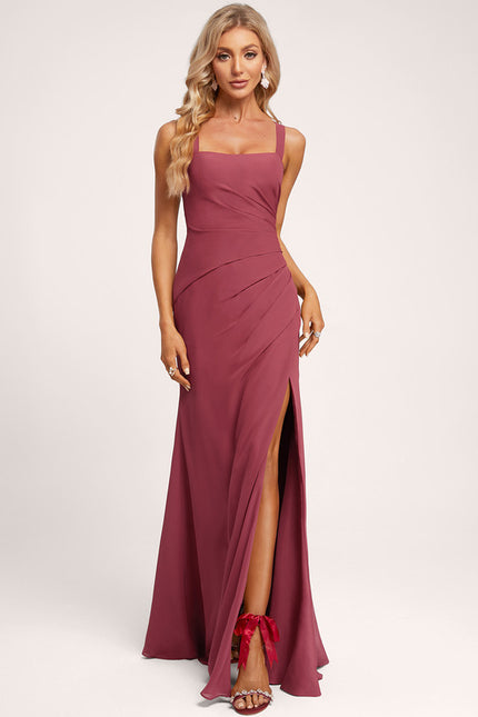 Robe Trapèze Bleue Soirée Longue Slit