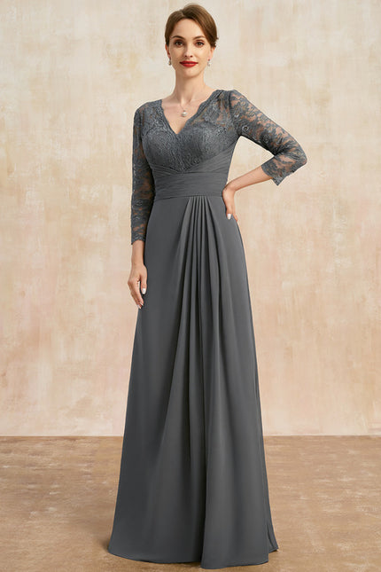 Robe Trapèze Gris Élégance Drapée - gallery 3