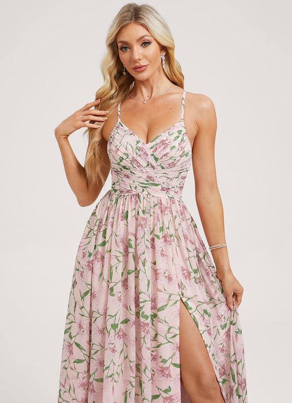 Robe Trapèze Longue Beige Élégante - gallery 3