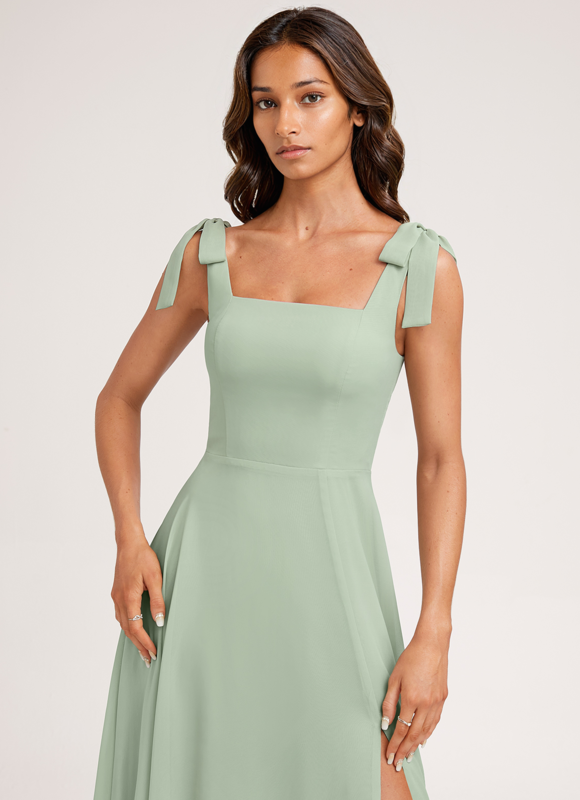 Robe Trapèze Élégante Vert Clair - gallery 3