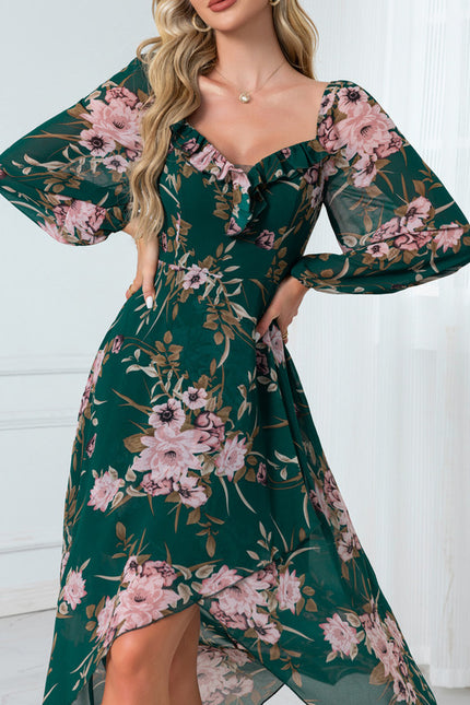 Robe Trapèze Florale Émeraude - gallery 2