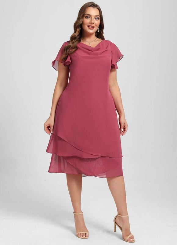 Robe Trapèze Satin Rosé - gallery 6