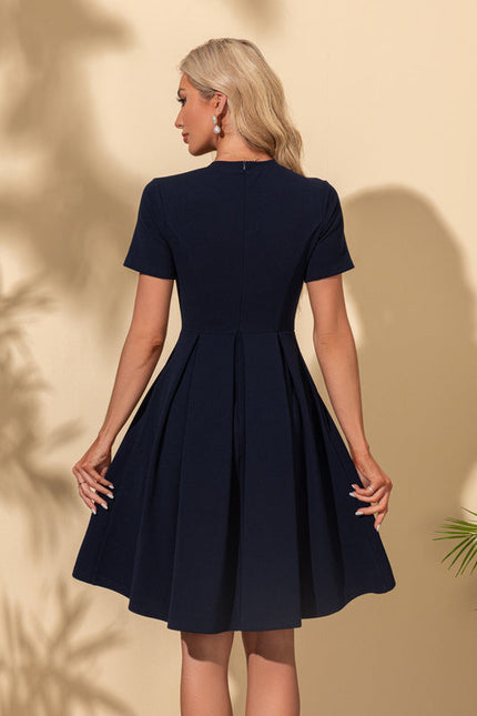 Robe Trapèze Midi Marine - gallery 9
