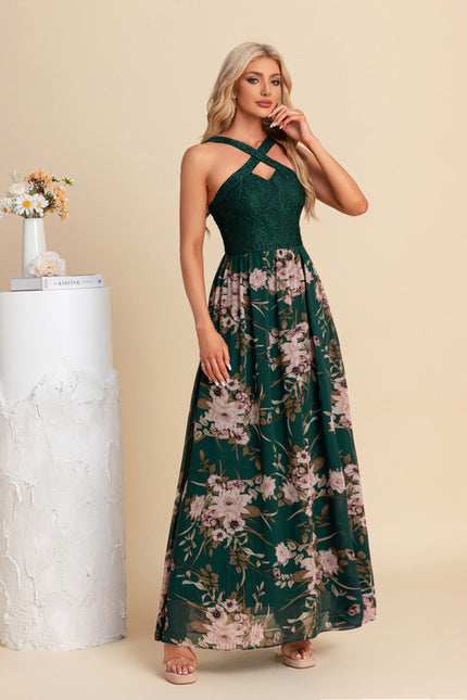 Robe Trapèze Émeraude Florale - gallery 3