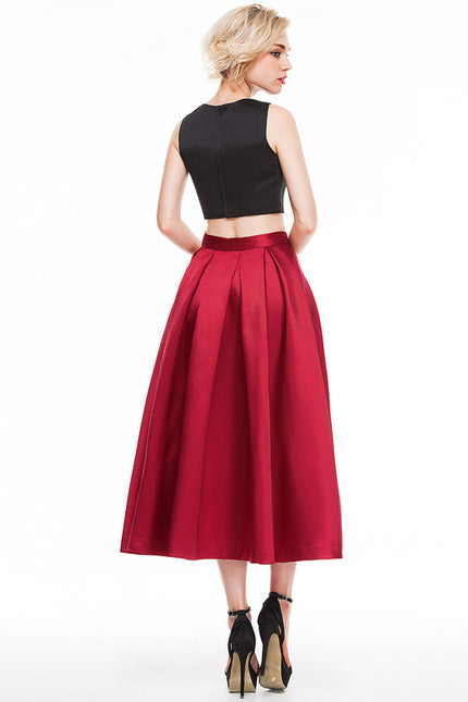 Robe Trapèze Satin Rouge - gallery 3