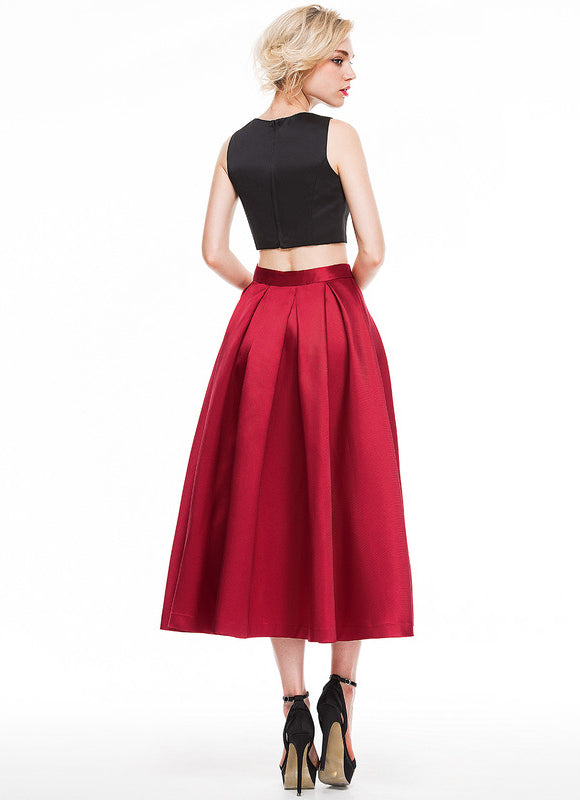 Robe Trapèze Satin Rouge - gallery 3