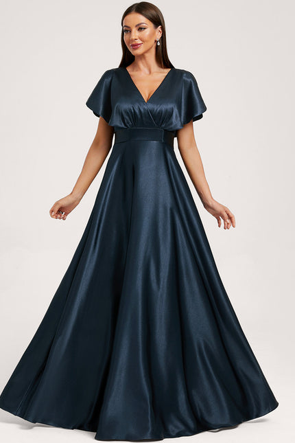 Robe Trapèze Satin Doré Élégante