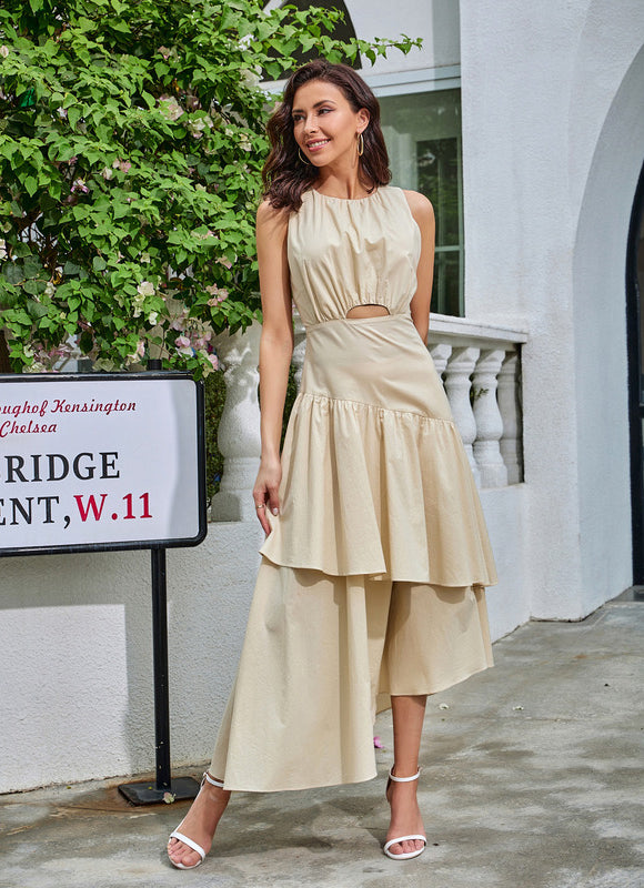 Robe Trapèze Beige Éthéré - gallery 3